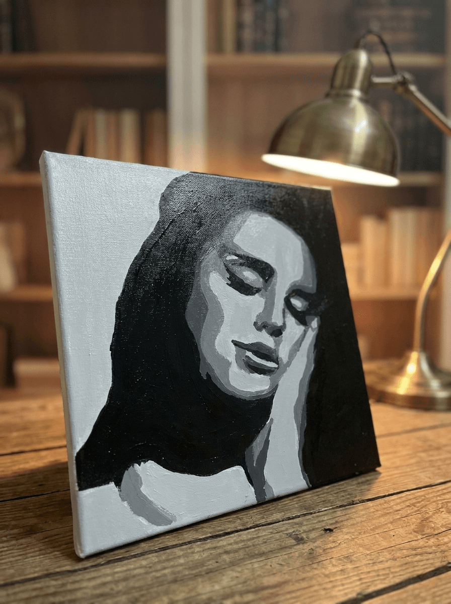 Monochrome Silence — Hand-Painted Acrylic Portrait – Acrylic paint — view 4