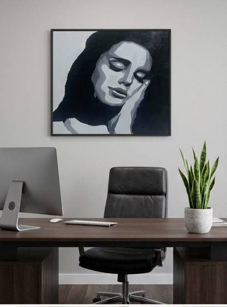 Monochrome Silence — Hand-Painted Acrylic Portrait – Acrylic paint — view 2