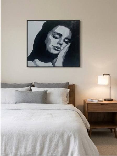 Monochrome Silence — Hand-Painted Acrylic Portrait – Acrylic paint — view 3