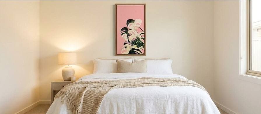 Pink Whisper — Hand-Painted Monstera Leaves Acrylic Canvas – Acrylic paint — view 2